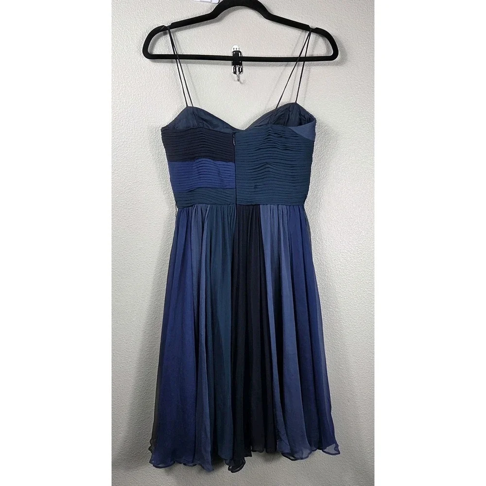 Foley + Corinna 100% Silk Colorblock Pleated Cocktail Dress XS Blue Purple
